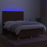  Box spring postelja z vzmetnico LED temno rjava 140x200cm blago, (20725841) | Shoptok.si