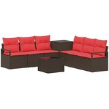  Set sofe 8 kom. Smeđa i crvena Poli Rattan i čelik | shoptok.hr
