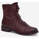 Boto Insulated women's ankle boots with flat heel and decorative flowers Bordeaux Pravienne | shoptok.hr