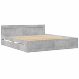 vidaXL Posteljni okvir z vzglavjem betonsko siv 200x200 cm inž. les, (21303467) Cene