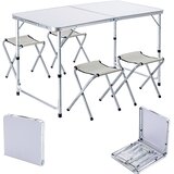 KADAX Zložljiva kamping miza s 4 stoli, bela, komplet s kovčkom, (5000346860) Cene