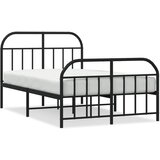 The Living Store Kovinski posteljni okvir z vzglavjem in vznožjem črn 120x200 cm - Posteljni Okvir, (21525632) | Shoptok.si