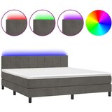  Box spring postelja z vzmetnico LED temno siva 180x200 cm žamet, (20789750) | Shoptok.si