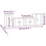 vidaXL 4-dijelni set TV ormarića sivog sonome konstruirano drvo | shoptok.hr