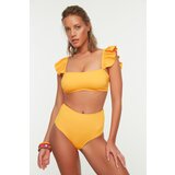 Trendyol Mustard Textured Cup Stitched Bikini Bottoms | shoptok.hr