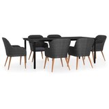  7-dijelni vrtni blagovaonski set s jastucima crni Crna Dužina stola 200 cm | shoptok.hr