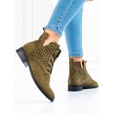 W. POTOCKI Openwork women's lace-up boots Potocki green | Shoptok.si