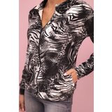 Kesi Women's sweatshirt with animal print and zipper grey | shoptok.hr