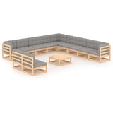  Sedežna garnitura 12-delna z blazinami trdna borovina | Shoptok.si