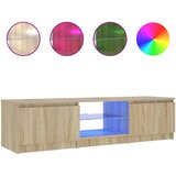TV ormarić s LED svjetlima boja dimljenog hrasta 140x40x36 cm | shoptok.hr