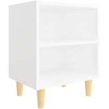 vidaXL Nočna omarica z lesenimi nogami bela 40x30x50 cm | Shoptok.si