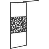 Pregrada za tuš 80 x 195 cm staklo ESG s uzorkom kamena crna | shoptok.hr