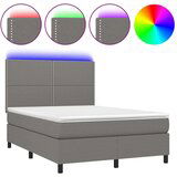  Box spring postelja z vzmetnico LED temno siva 140x190 cm blago, (20724560) | Shoptok.si