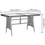 vidaXL vrtna miza črna 130x70x72 cm poli ratan in trden akacijev les | Shoptok.si