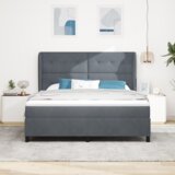 Box Postelja s pomičnim dnom in vzmetnico Temno Siva 180x200 cm Žamet, (22051599) | Shoptok.si