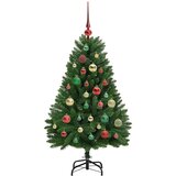 VidaXL Umestno božično drevo z LED lučmi Zelena 120 cm PVC in kovina Slike