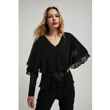 Marisse Black Ruffled V-Neck Shirt | Eponuda.ba