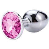 Sunfo - metalni analni dildo s kamenom (srebrno-ružičasti) | shoptok.hr