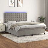  Box spring postelja z vzmetnico LED svetlo siva 180x200cm žamet, (20790634) Cene