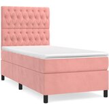 Maison Chic Box spring postelja - Vzmetna postelja z vzmetnico roza 90x190 cm žamet SL13329, (21883692) Cene