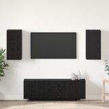 vidaXL TV enota s polico Drugo s shranjevanjem z vrati 2 pcs Črni hrast Konstruiran les u