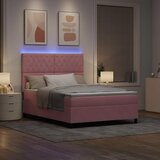  LED Box Spring Krevet s madracem Ružičasta 140 x 190 cm Baršun | shoptok.hr