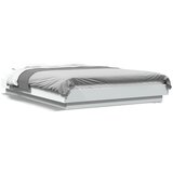 Maison Chic Posteljni okvir - Dvoposteljna postelja - Zakonska postelja z LED lučkami bel 140x200 cm inženirski les, (21695612) Cene