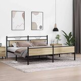 Metalni Kovinski posteljni okvir brez vzmetnice sonoma hrast 200x200 cm, (21829294) | Shoptok.si