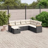 Maison Chic Seti vrtnega pohištva - Vrtna garnitura - Vrtni pohištvo set 7-delna z blazinami črn poli ratan, (21808806) | Shoptok.si