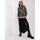 Fashion Hunters Khaki ladies oversized sweater with turtleneck Cene
