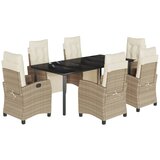  7-dijelni vrtni blagovaonski set od poliratana s jastucima bež 200 cm table length | shoptok.hr