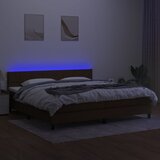  Krevet box spring s madracem LED tamnosmeđi 200x200 cm tkanina | shoptok.hr
