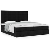 vidaXL Otomanski posteljni okvir z vzmetnicami črn 200x200 cm blago | Shoptok.si
