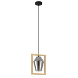 Eglo visilica Viglioni 99701, 1x E27, 23 cm, crna, hrast i dimljeno staklo | shoptok.hr