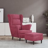 vidaXL fotelj s stolčkom vinsko rdeč žamet | Shoptok.si