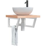  The Living Store Stenska polica za umivalnik jeklo in trdna bukovina - Polica Za Umivalnik, (21486249) | Shoptok.si