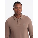 Ombre Men's structured polo longsleeve with patch - brown | shoptok.hr