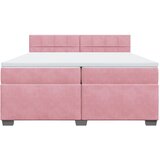  Krevet s oprugama i madracem ružičasti 200x200 cm baršunasti | shoptok.hr