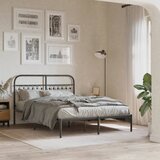 Maison Chic Kovinski Posteljni okvir - Dvoposteljna postelja - Zakonska postelja z vzglavjem črn 135x190 cm, (21692992) | Shoptok.si