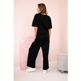 Kesi Włoski Buttery fabric set blouse with a flower + pants black | Shoptok.si