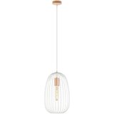  Luster na sajli OVELLA, 1x E27/15W/230V, prečnik 25 cm, krem/borovina | Eponuda.com