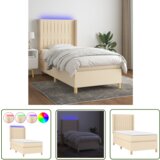 The Living Store Box spring postelja z vzmetnico LED krem 90x190 cm blago - Box Spring Postelja, (21737580) | Shoptok.si