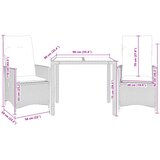  3-dijelni bistro set od poliratana s jastucima sivi Siva 90 x 90 x 75 cm | shoptok.hr