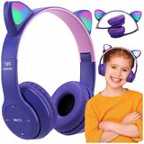  Ljubičaste LED bežične bluetooth slušalice s mačjim ušima + mikrofon Cijene