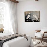  Slika - Herons and cherry blossoms - oriental-style illustration depicting birds 90x60 U prirodnom drvenom okviru | shoptok.hr