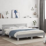  Okvir kreveta s uzglavljem LED siva boja hrasta 200x200 cm | shoptok.hr
