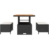  3-delni vrtnarski jedilni set z blazinami črna poli ratan akacija, (22016593) | Shoptok.si