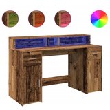Maison Chic Pisalna miza - pisarniška miza - Računalniška miza z LED lučkami starinski les 140x55x91 cm inž. les, (21785664) | Shoptok.si