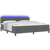 vidaXL Postelja s pomičnim dnom in blazino ter LED svetlobo, temno siva 200x200 cm, tkanina | Shoptok.si