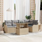  set vrtnos kavčinov s 6 kosi z blazinami bež poli ratan | Shoptok.si